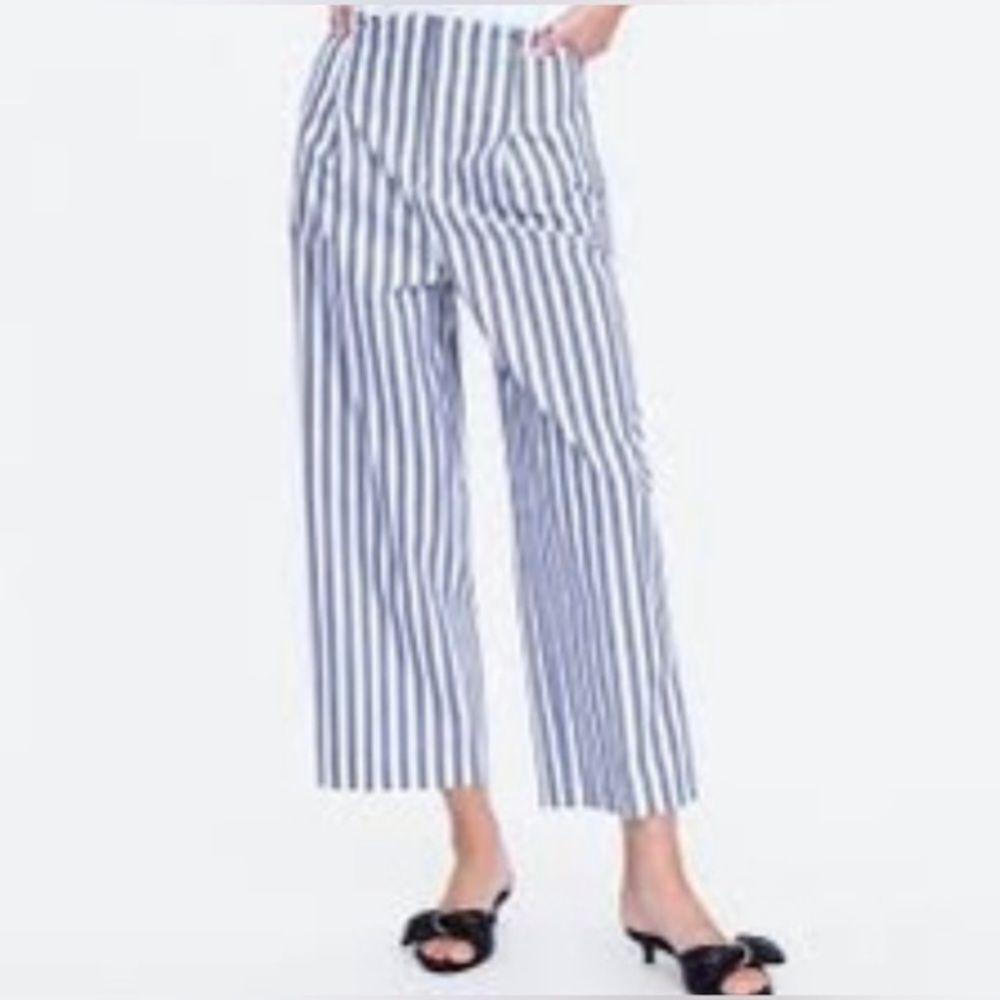 Zara Wide‎ Leg High Waisted Striped Pant, Size XL